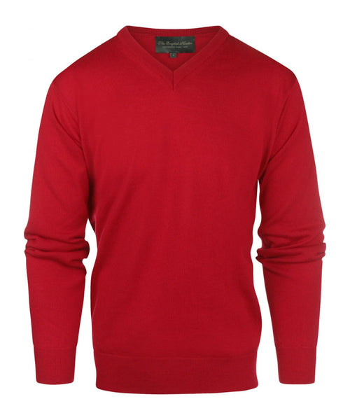 Merino wool v-neck sweater | Red