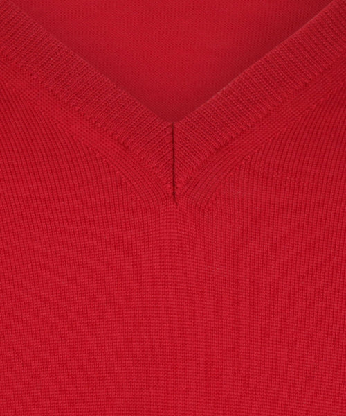 Merino wool v-neck sweater | Red
