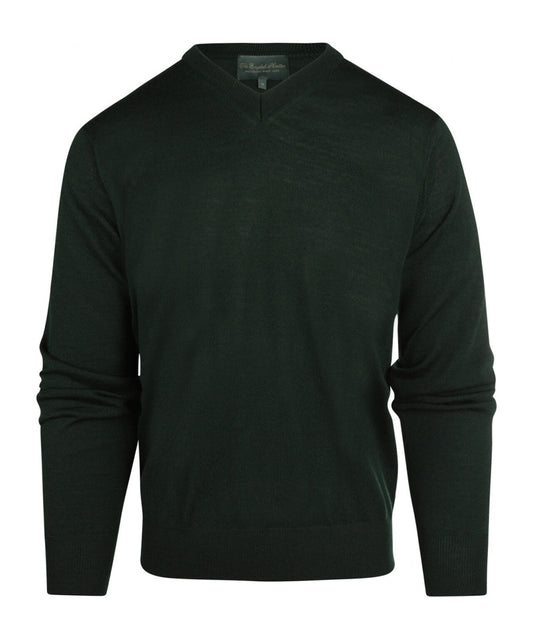 Merino wool v-neck sweater | Green