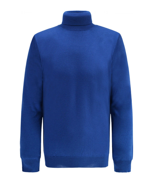 Rollkragenpullover aus Merinowolle | Kobalt
