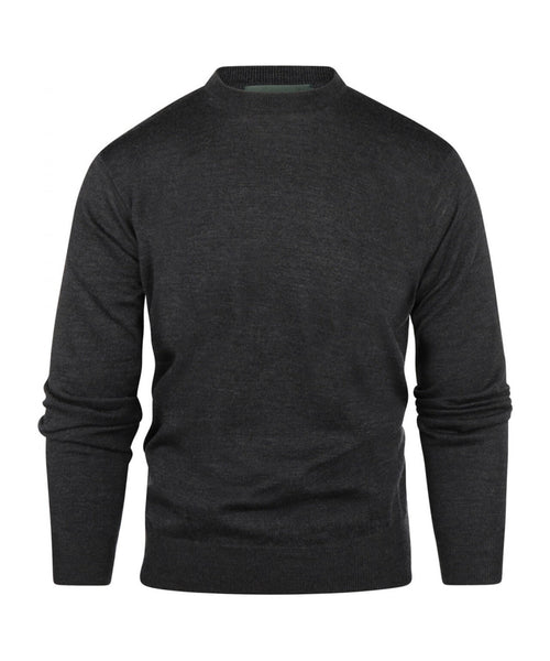 Merino wool round neck sweater | Charcoal