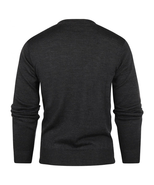 Merino wool round neck sweater | Charcoal