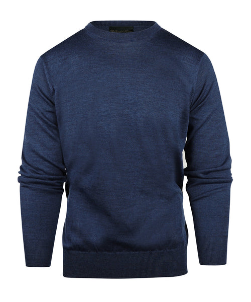 Merino wool round neck sweater | Blue