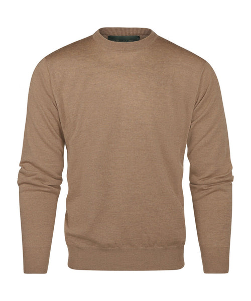 Merino wool round neck sweater | Camel