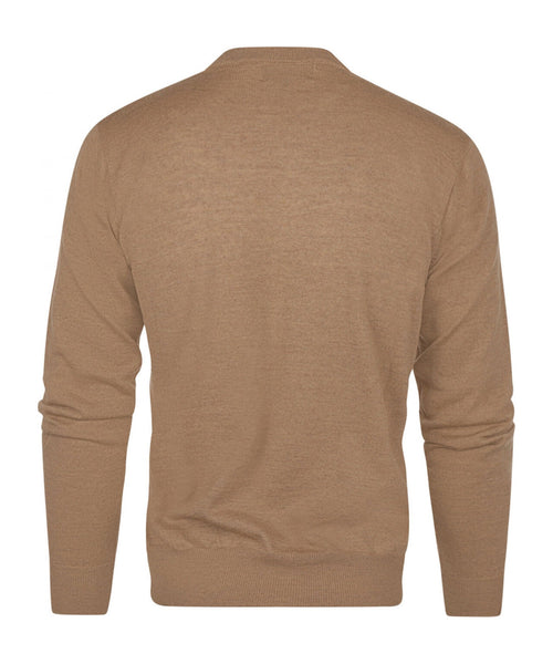 Merino wool round neck sweater | Camel