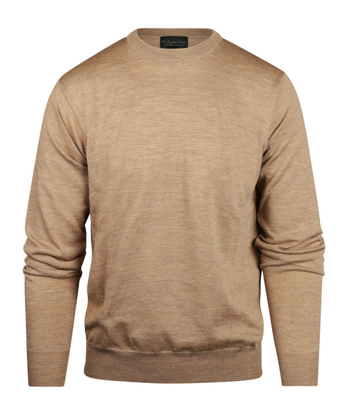 Merino wool round neck sweater | Brown
