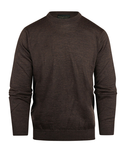 Merino wool round neck sweater | Dark Brown
