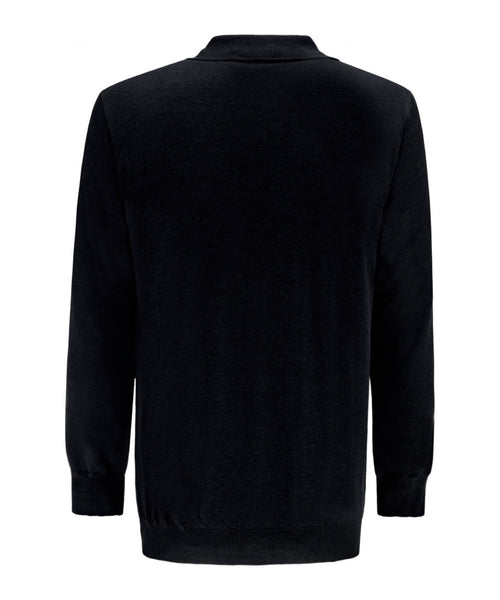 Pullover polo merino wool | Black