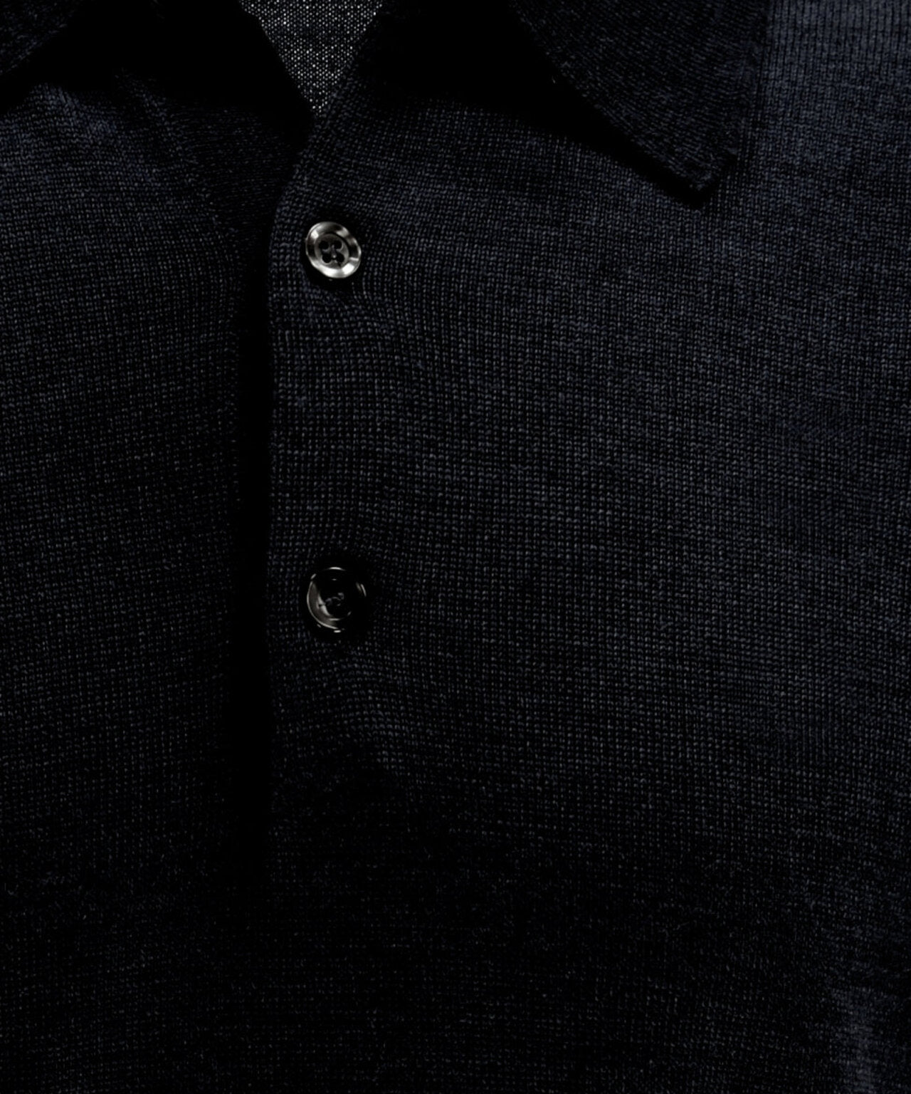Polo-Pullover aus Merinowolle | Schwarz