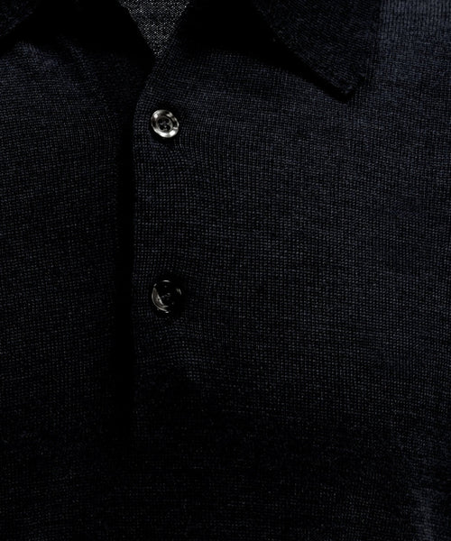 Pullover polo merino wool | Black