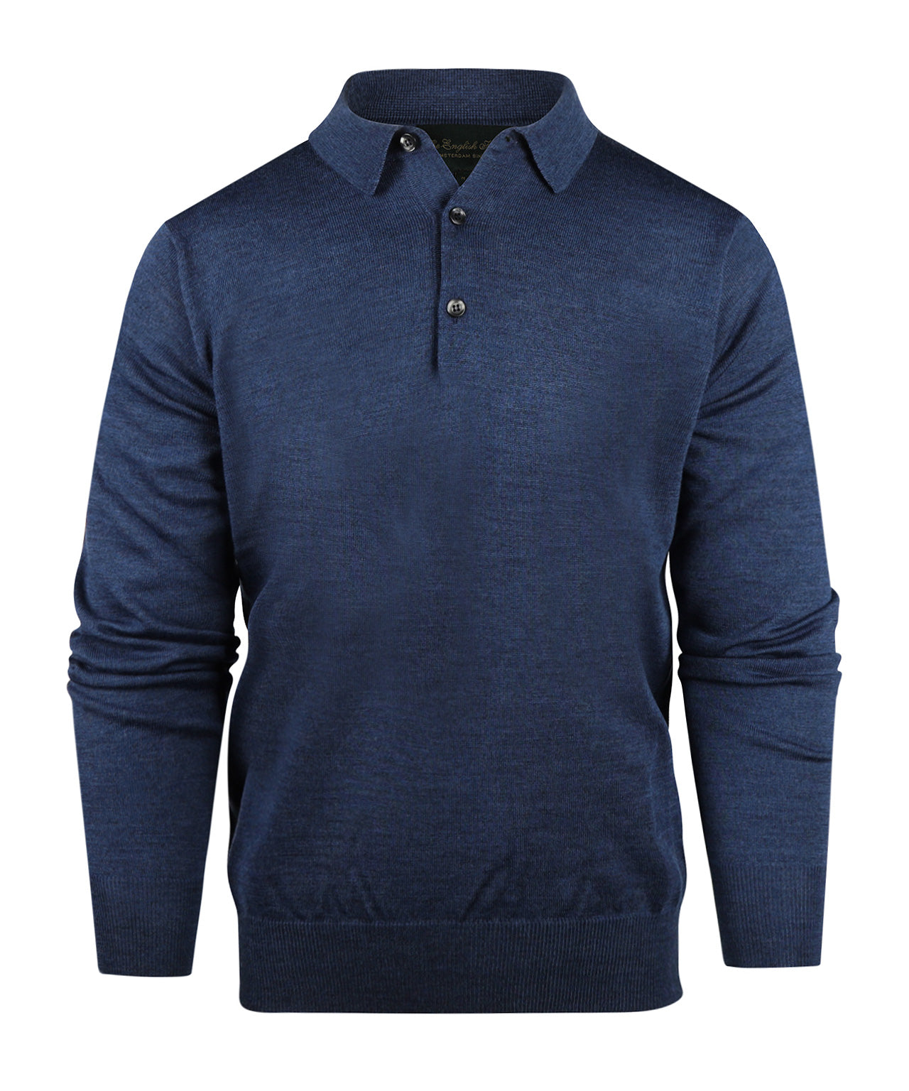 Merino Polo Pullover | Donker Blauw Melange