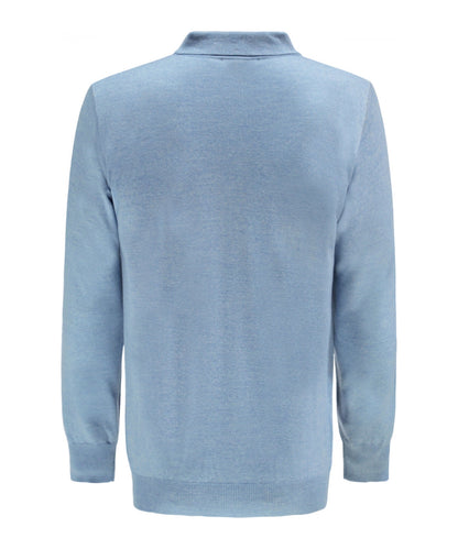 Polo-Pullover aus Merinowolle | Hellblau