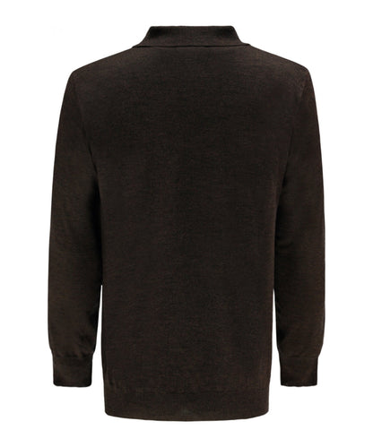 Merino Polo Pullover | Donker Bruin