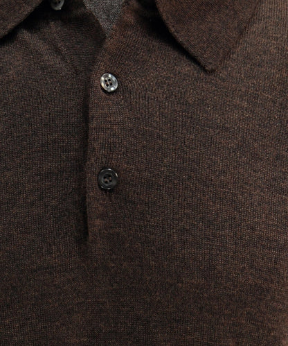 Merino Polo Pullover | Donker Bruin