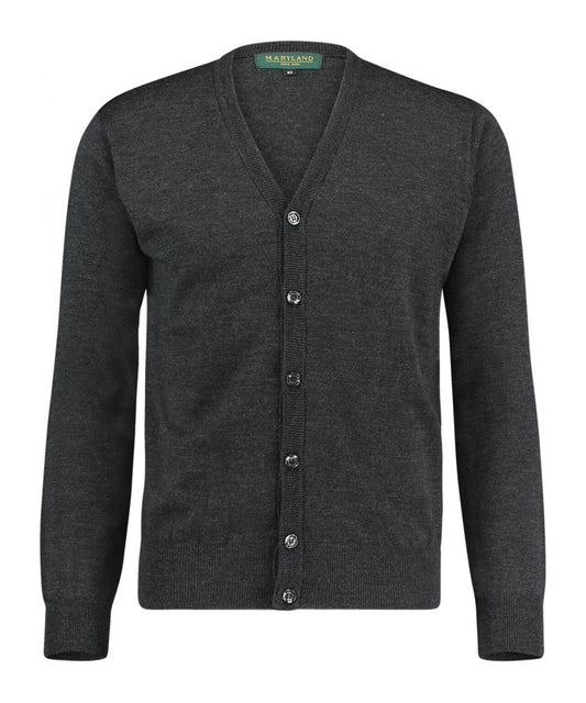 Cardigan mit Knöpfen, feine Merinowolle | Anthrazit