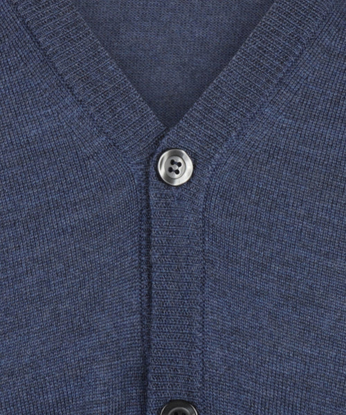 Button Vest fine Merino wool | Light Indigo