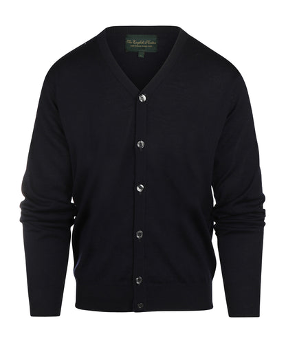 Cardigan mit Knöpfen, feine Merinowolle | Marineblau