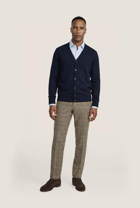 Cardigan mit Knöpfen, feine Merinowolle | Marineblau