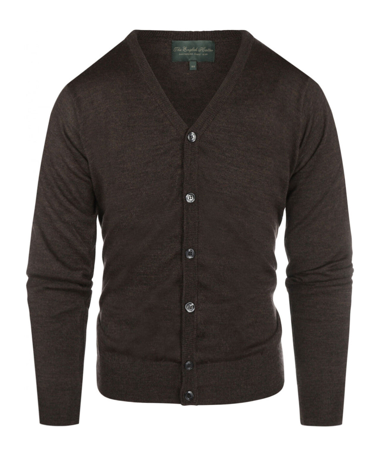 Cardigan mit Knöpfen, feine Merinowolle | Dunkelbraun
