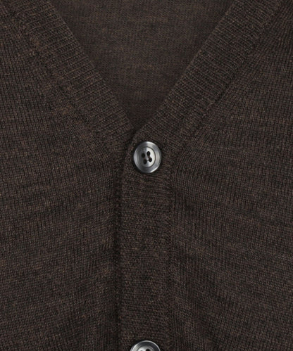 Cardigan mit Knöpfen, feine Merinowolle | Dunkelbraun