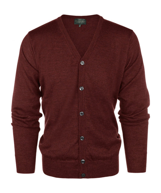 Cardigan mit Knöpfen, feine Merinowolle | Bordeaux
