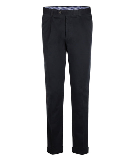 Blackpool Trousers Pleated with Turn-Up | Navy Blue