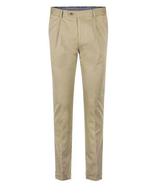 Blackpool Trousers Pleated with Turn-Up | Brown