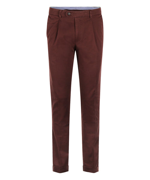 Blackpool Trousers with Pleats and Turn-Ups | Bordeaux Red