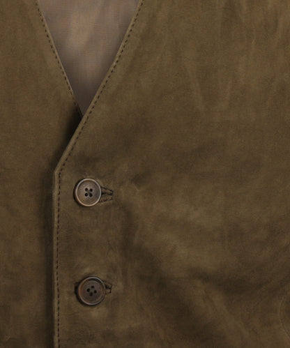Gilet Leer | Olijf