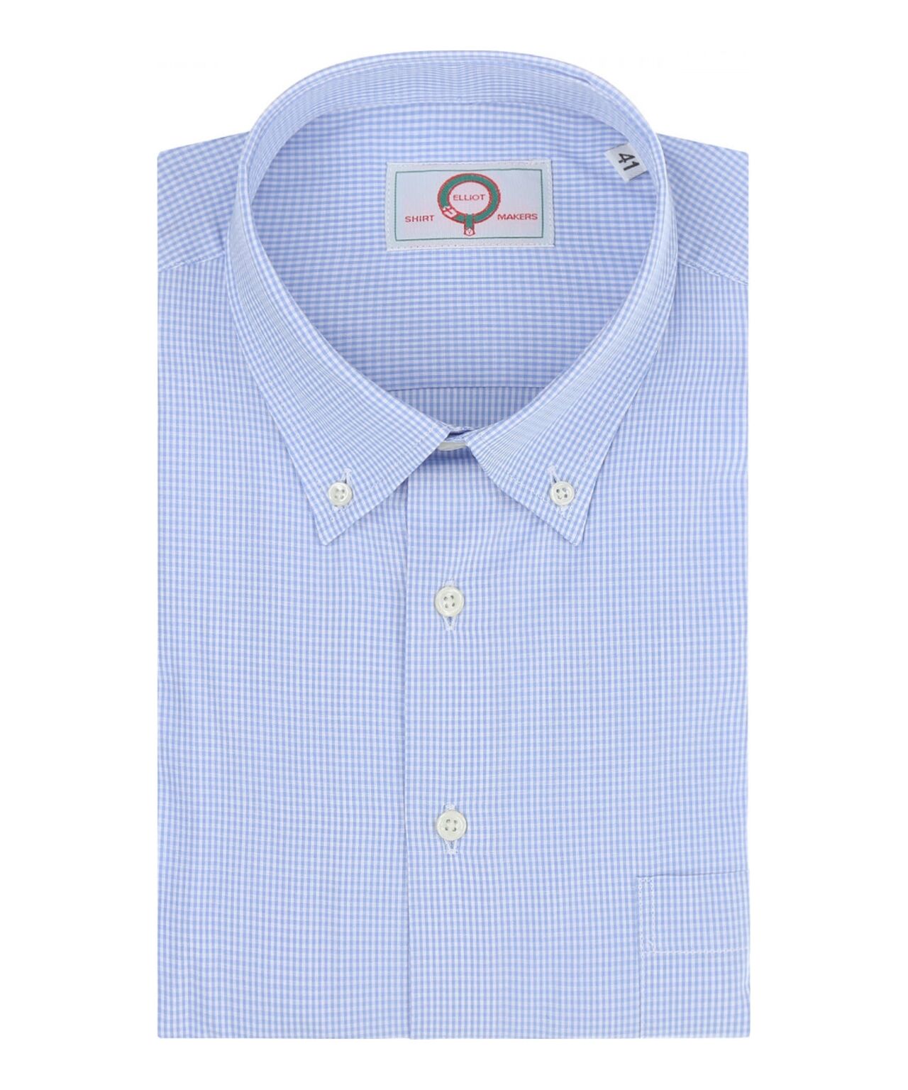 Shirt Button Down | Licht Blauw Ruit Fijn