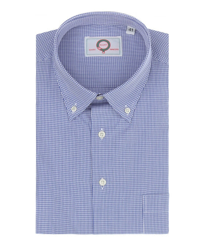 Shirt Button Down | Blauw Ruit Fijn