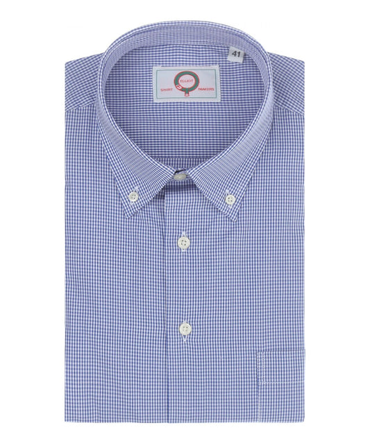 Shirt Button Down | Blauw Ruit Fijn