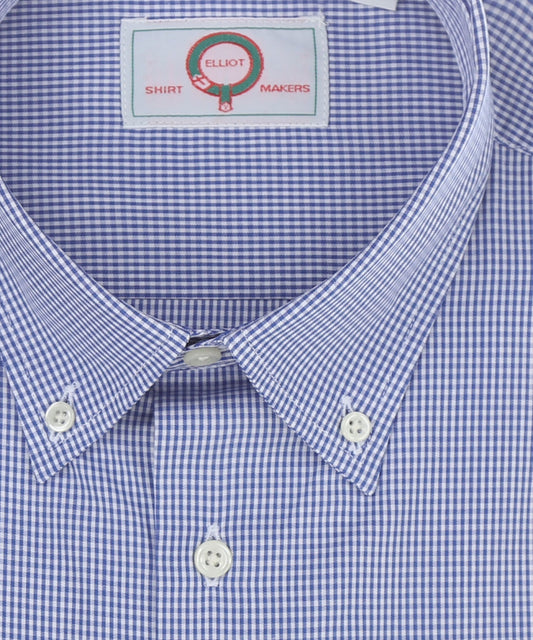 Shirt Button Down | Blauw Ruit Fijn