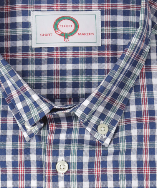 Shirt Button Down | Blauw Rood Groen ruit