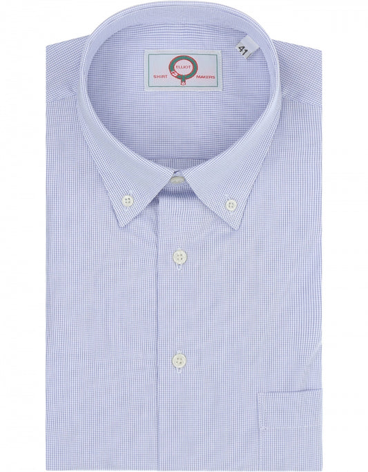 Button-Down-Hemd | Mikrokaro Mittelblau