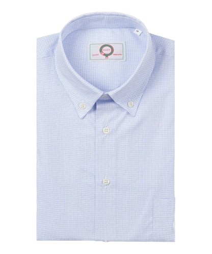 Shirt Button Down | Licht Blauw Ruit Micro