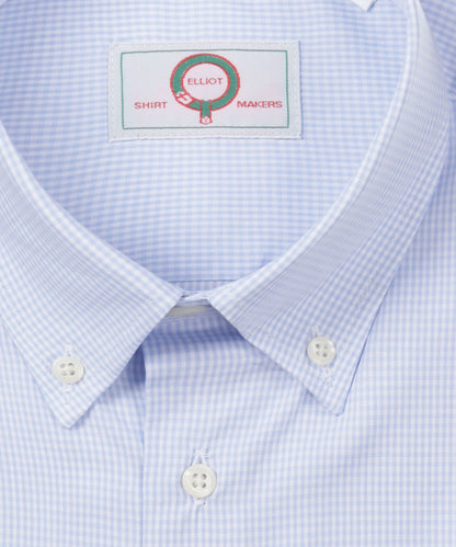 Shirt Button Down | Licht Blauw Ruit Micro