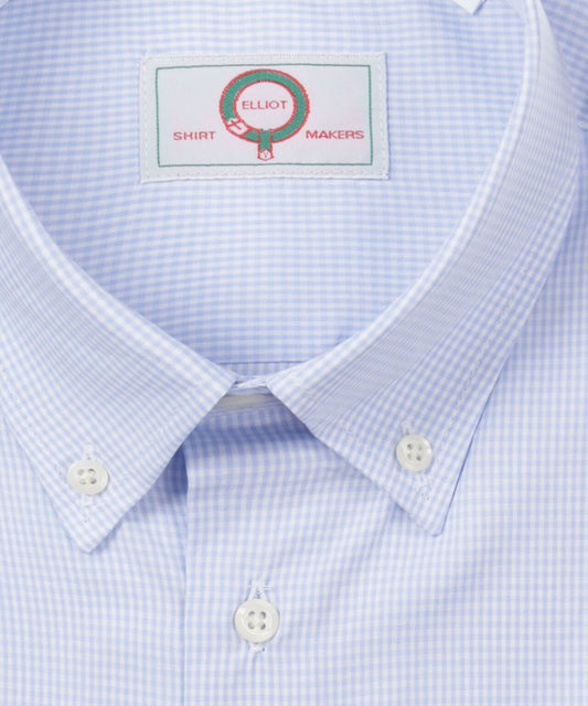 Shirt Button Down | Licht Blauw Ruit Micro
