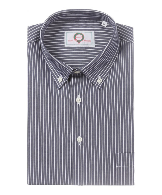 Shirt Button Down | Blauw Grijs Streep