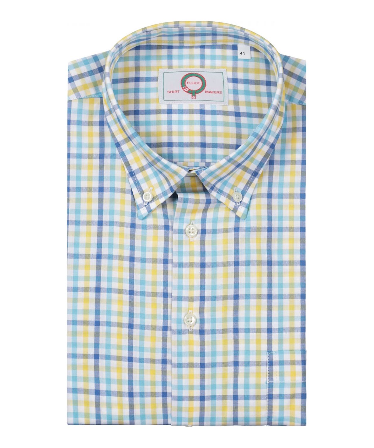 Shirt Button Down | Geel Licht Blauw Multi Ruit