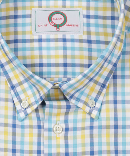 Shirt Button Down | Geel Licht Blauw Multi Ruit