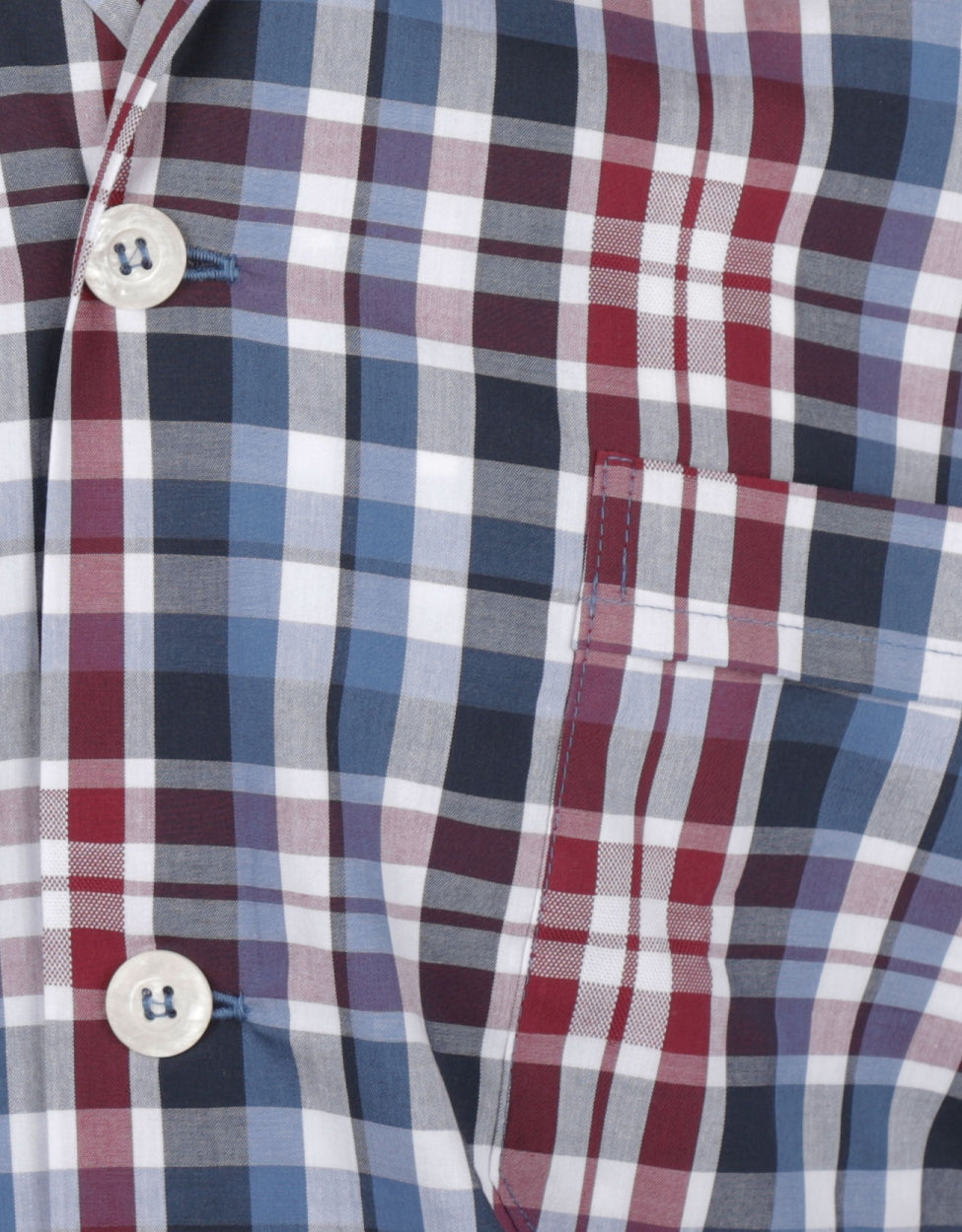 Pyjama Katoen | Blue Navy Red check