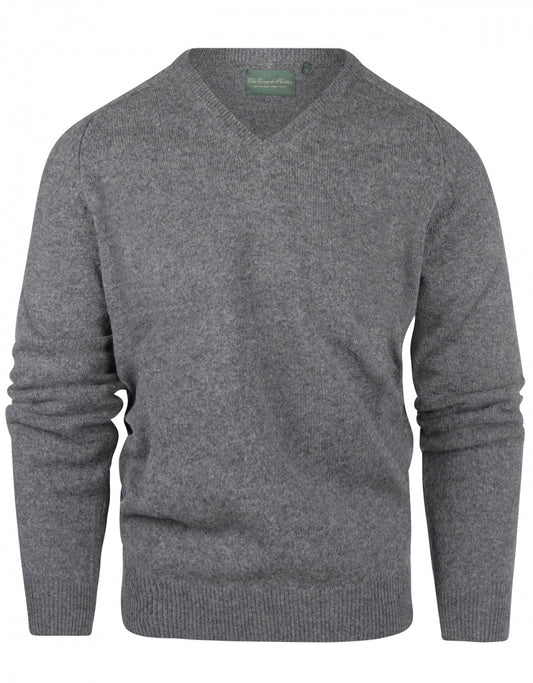Lamswol V-Hals Pullover | Grijs