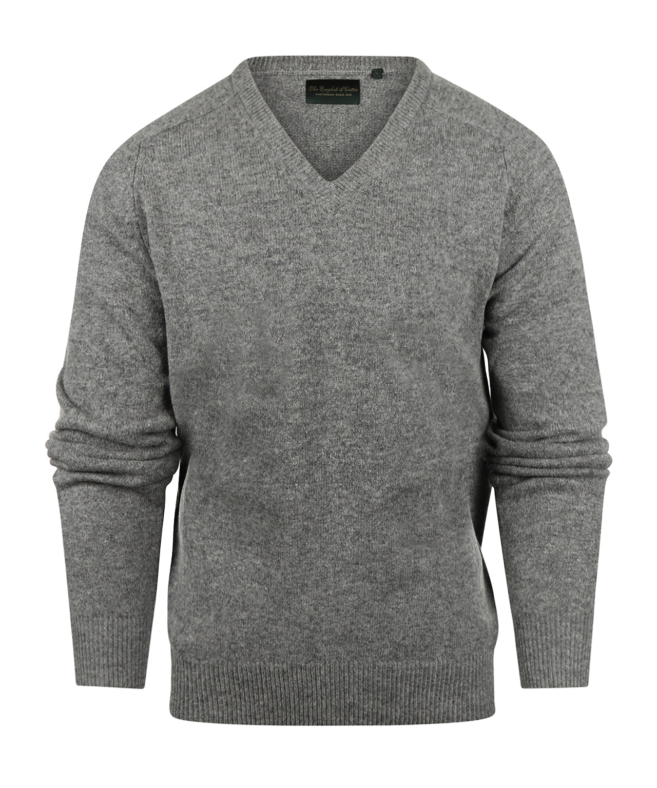 Lamswol V-Hals Pullover | Midden Grijs