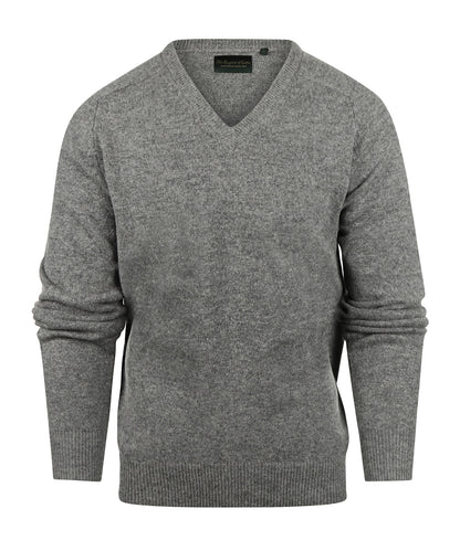Lamswol V-Hals Pullover | Midden Grijs