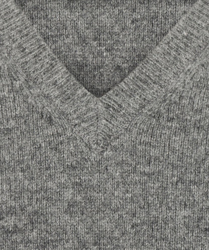 Lamswol V-Hals Pullover | Midden Grijs