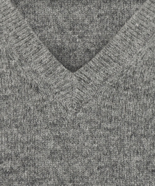 Pullover klassiek Lamswol v-hals | Grijs