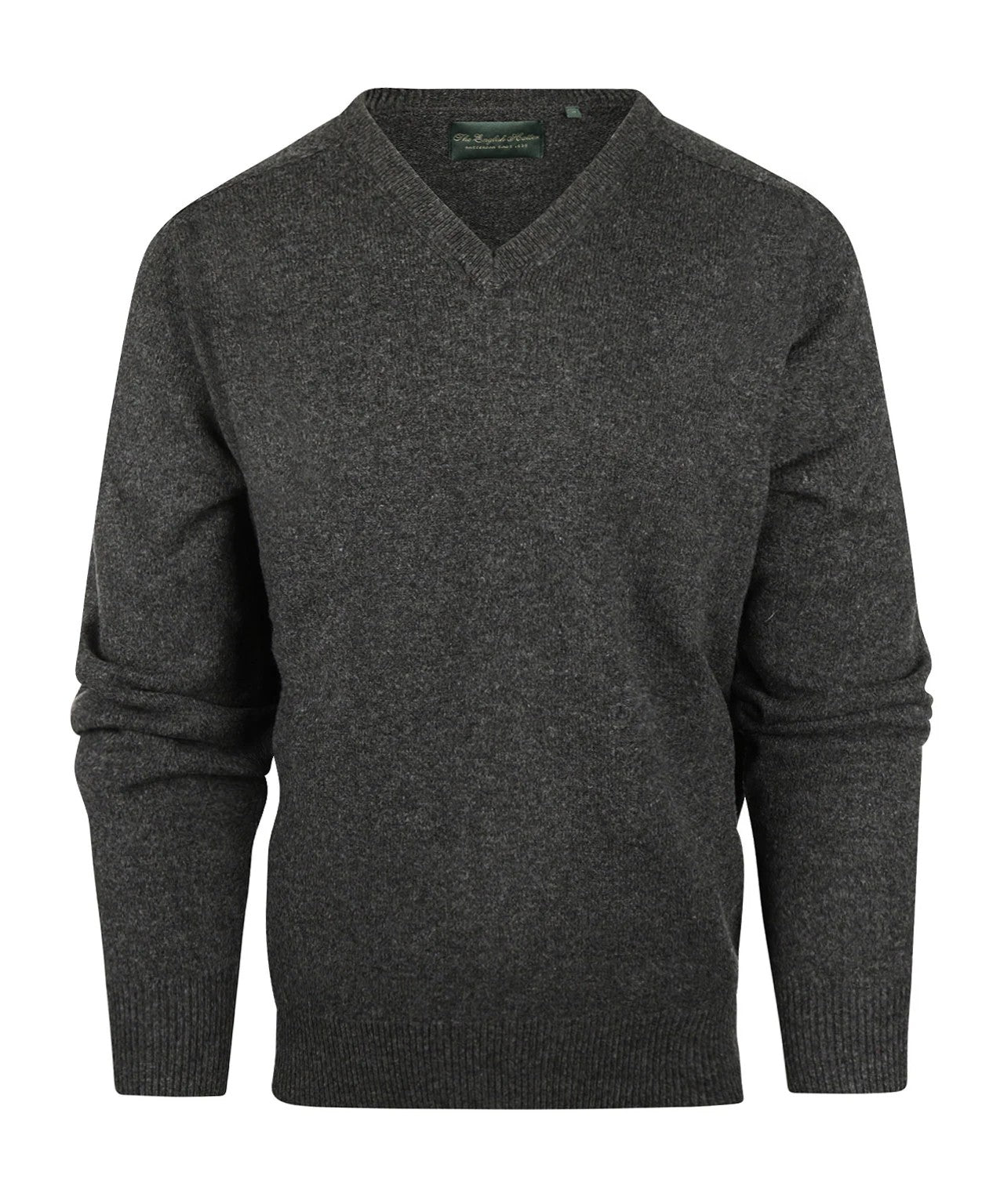Klassischer Lammwollpullover mit V-Ausschnitt | Anthrazitgrau