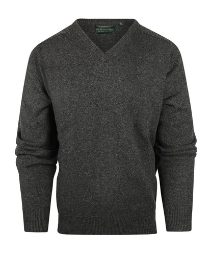 Klassischer Lammwollpullover mit V-Ausschnitt | Anthrazitgrau