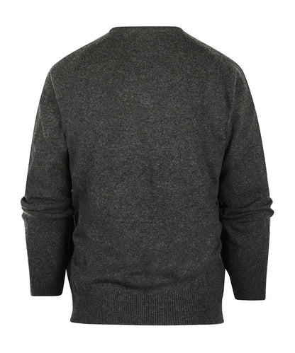 Klassischer Lammwollpullover mit V-Ausschnitt | Anthrazitgrau